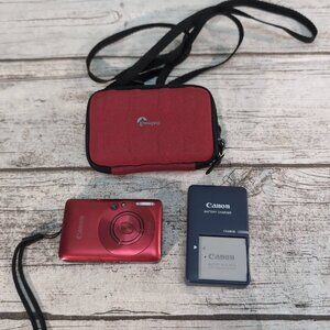 Canon PowerShot ELPH 300 HS Red Digital Camera 12.1MP with Charger & Case
